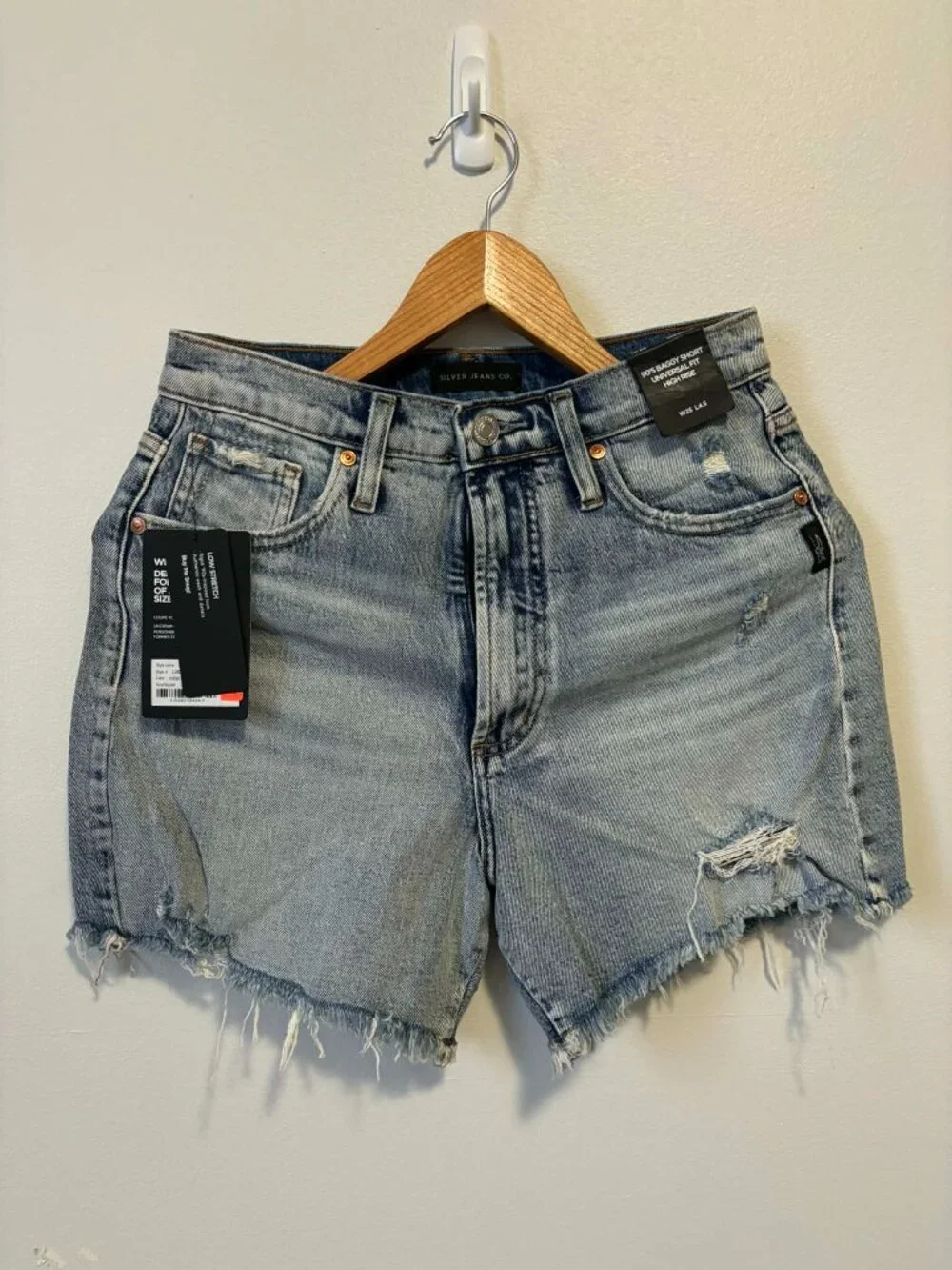 Silver Jeans 90'S BAGGY LIGHT INDIGO DENIM SHORT - New - Size 25 - Picture 4 of 9